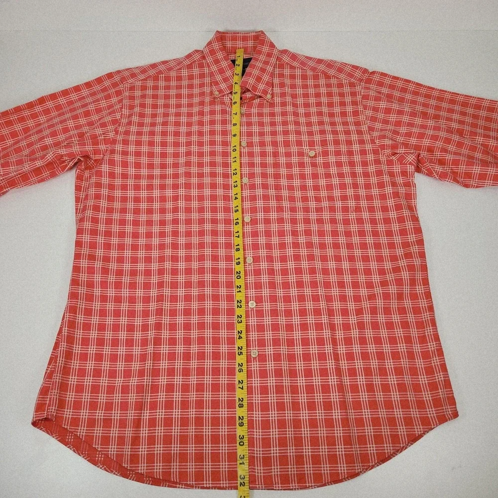 Scott Barber Shirt Mens Large Plaid 100% Cotton Long‎ Sleeve Button Casual